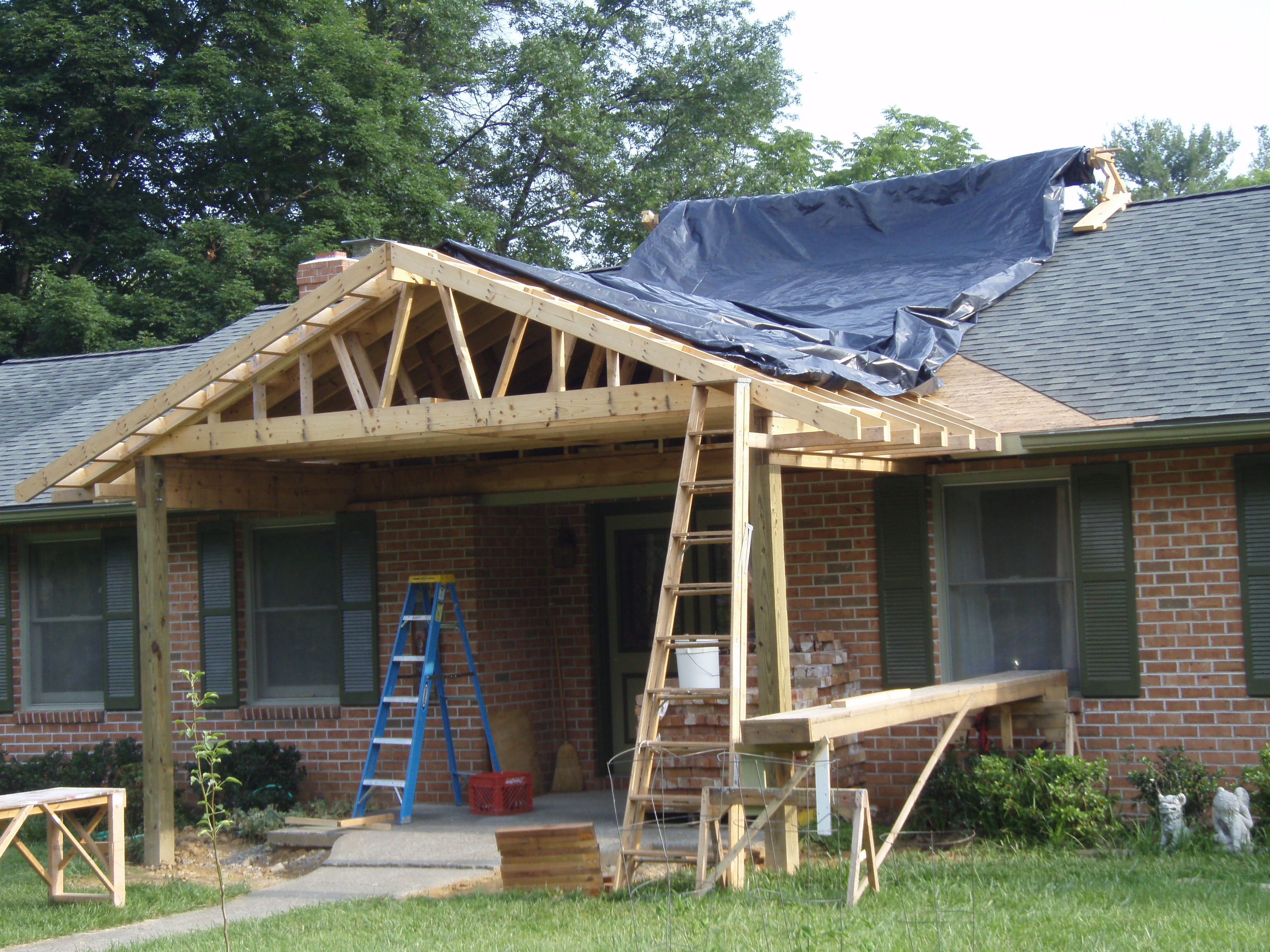 front gable porch with brick raised garden