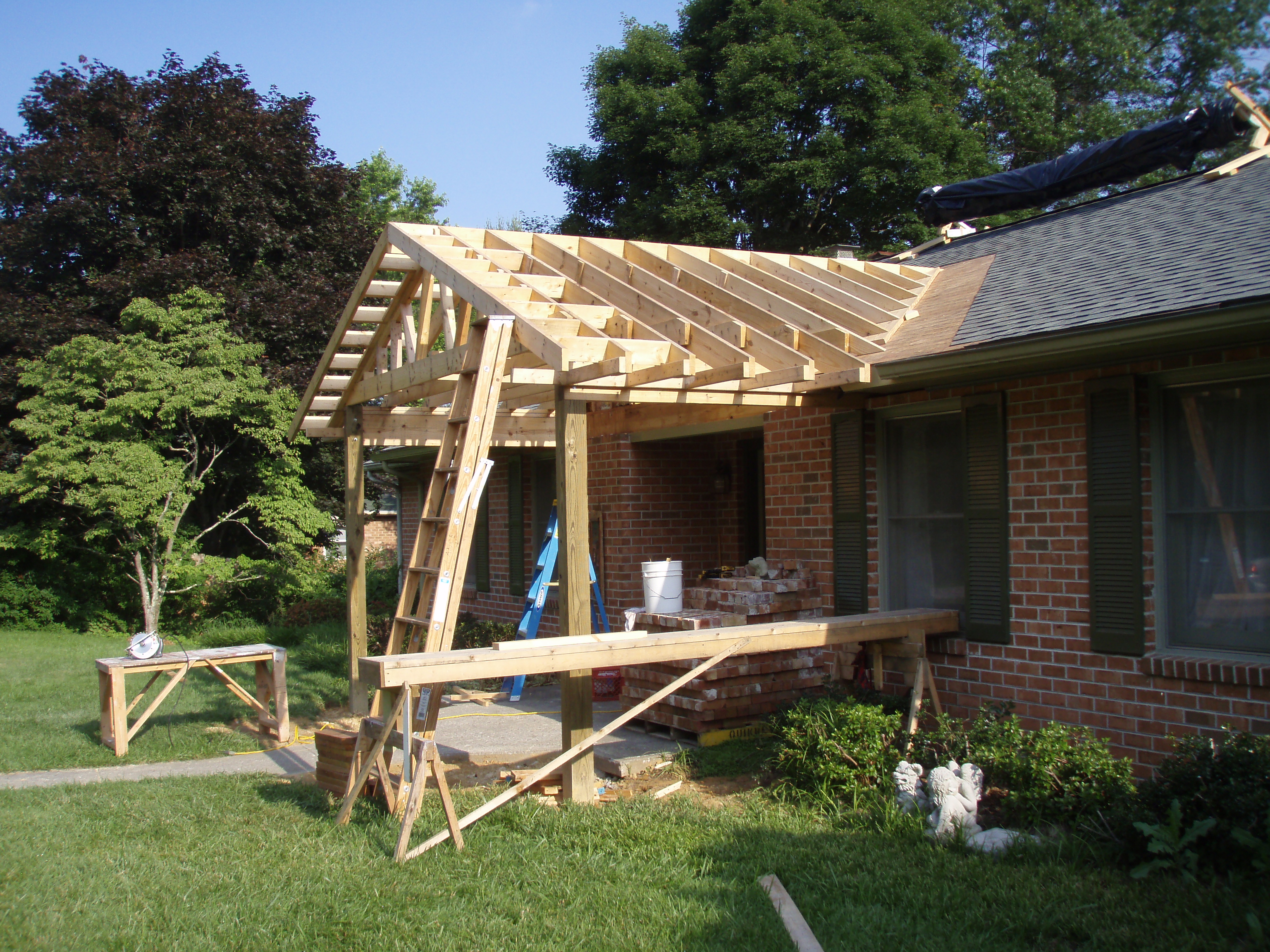 front gable porch with brick raised garden