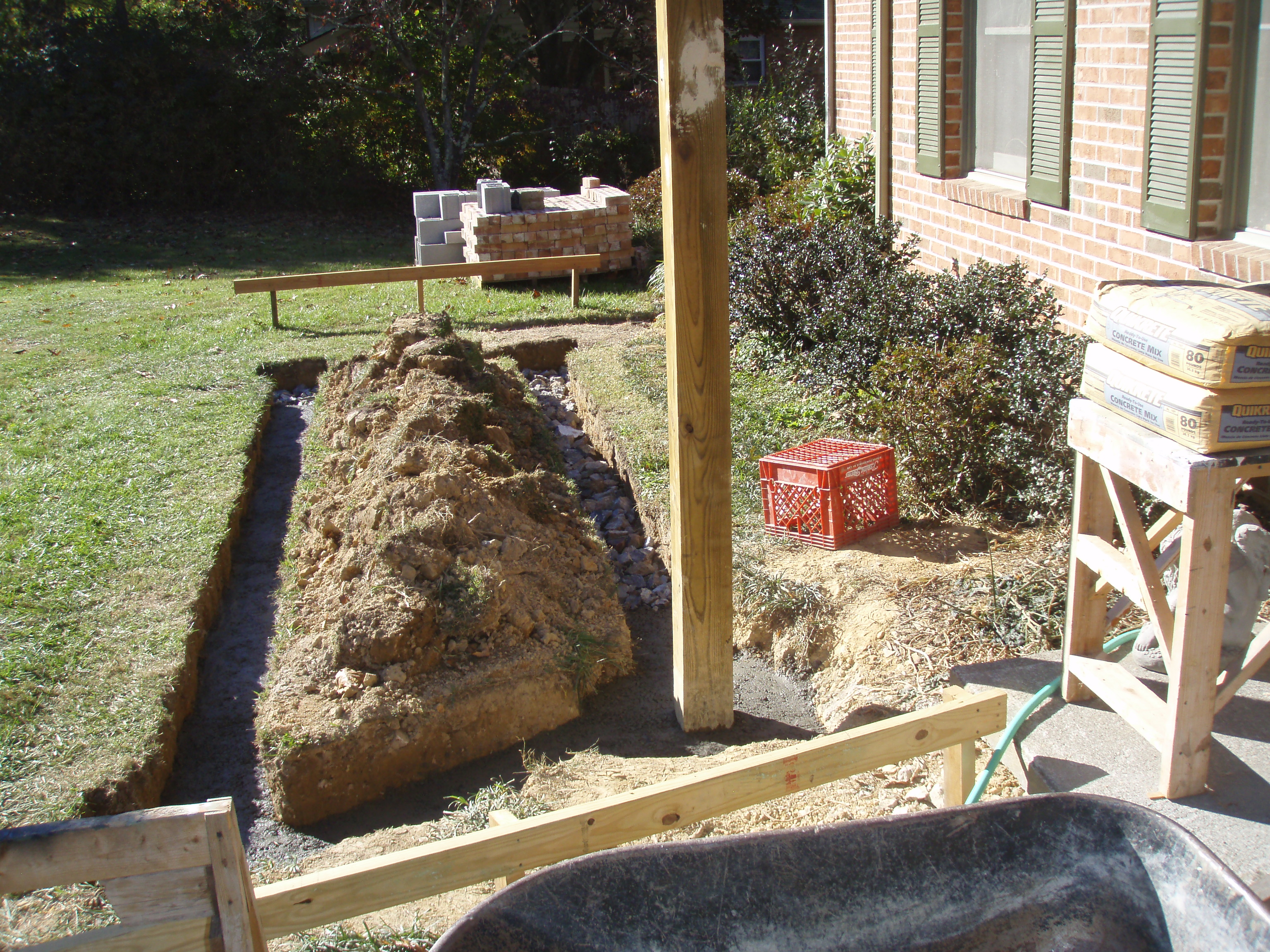 front gable porch with brick raised garden