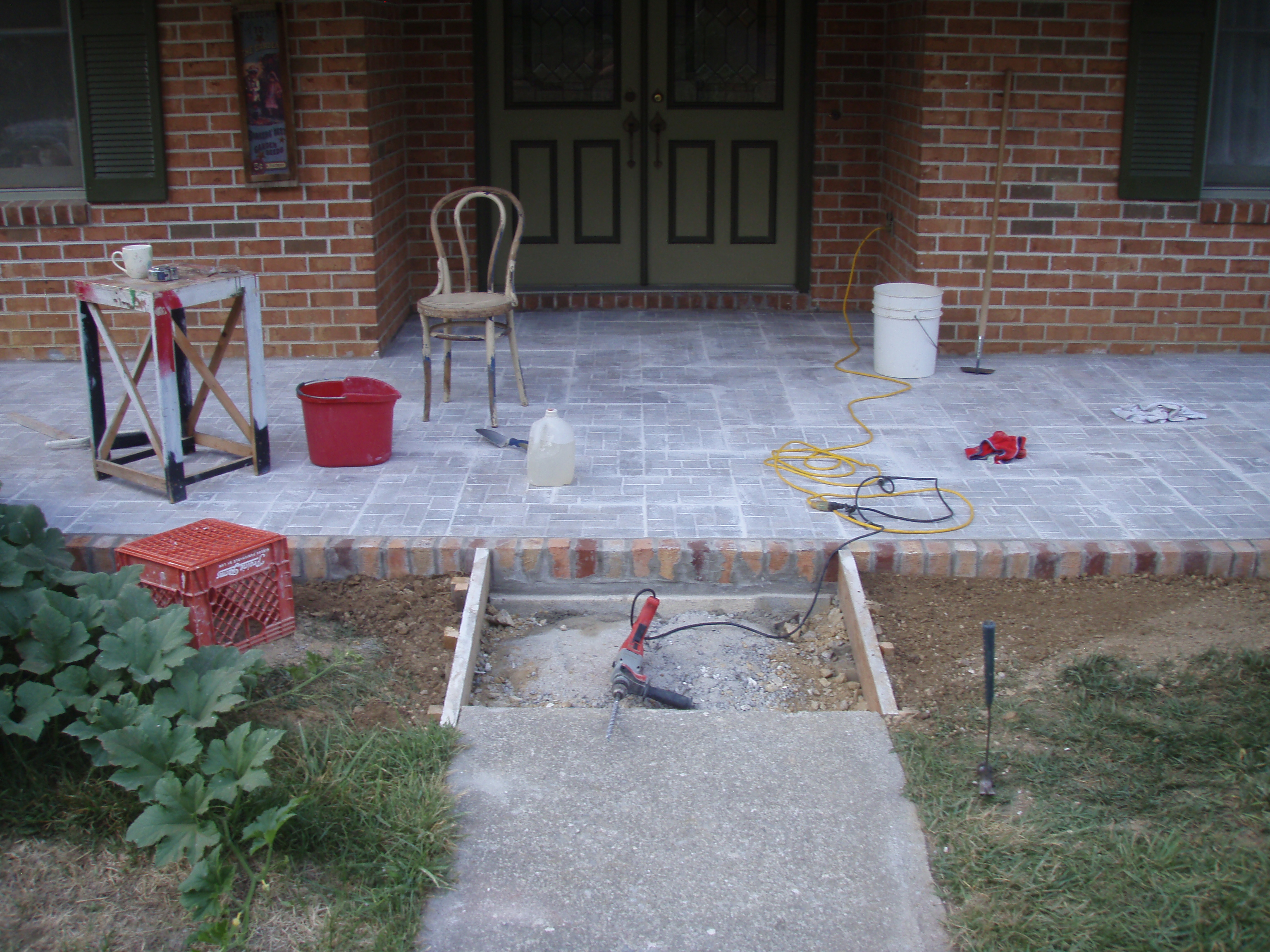 front gable porch with brick raised garden