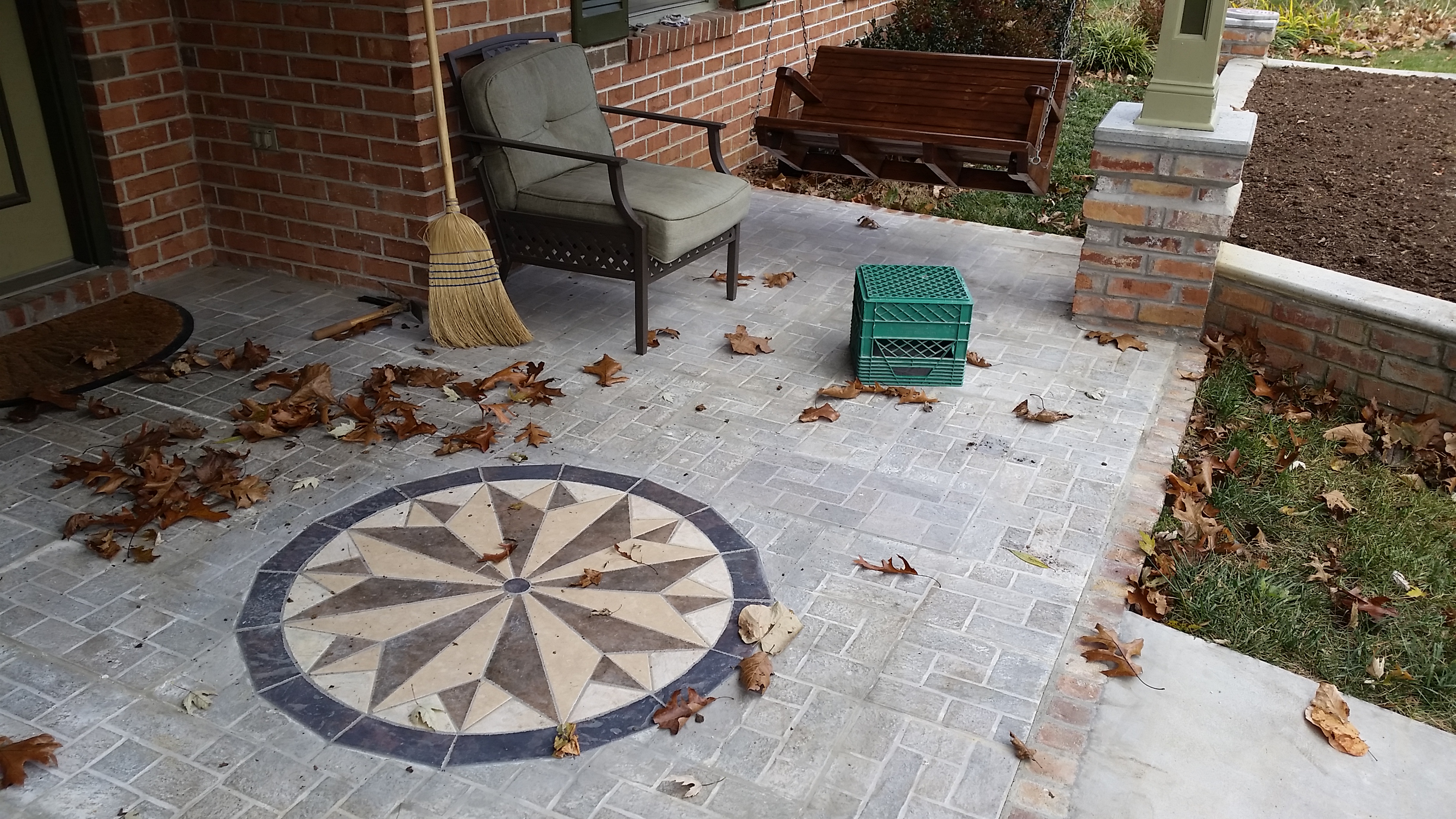 front gable porch with brick raised garden